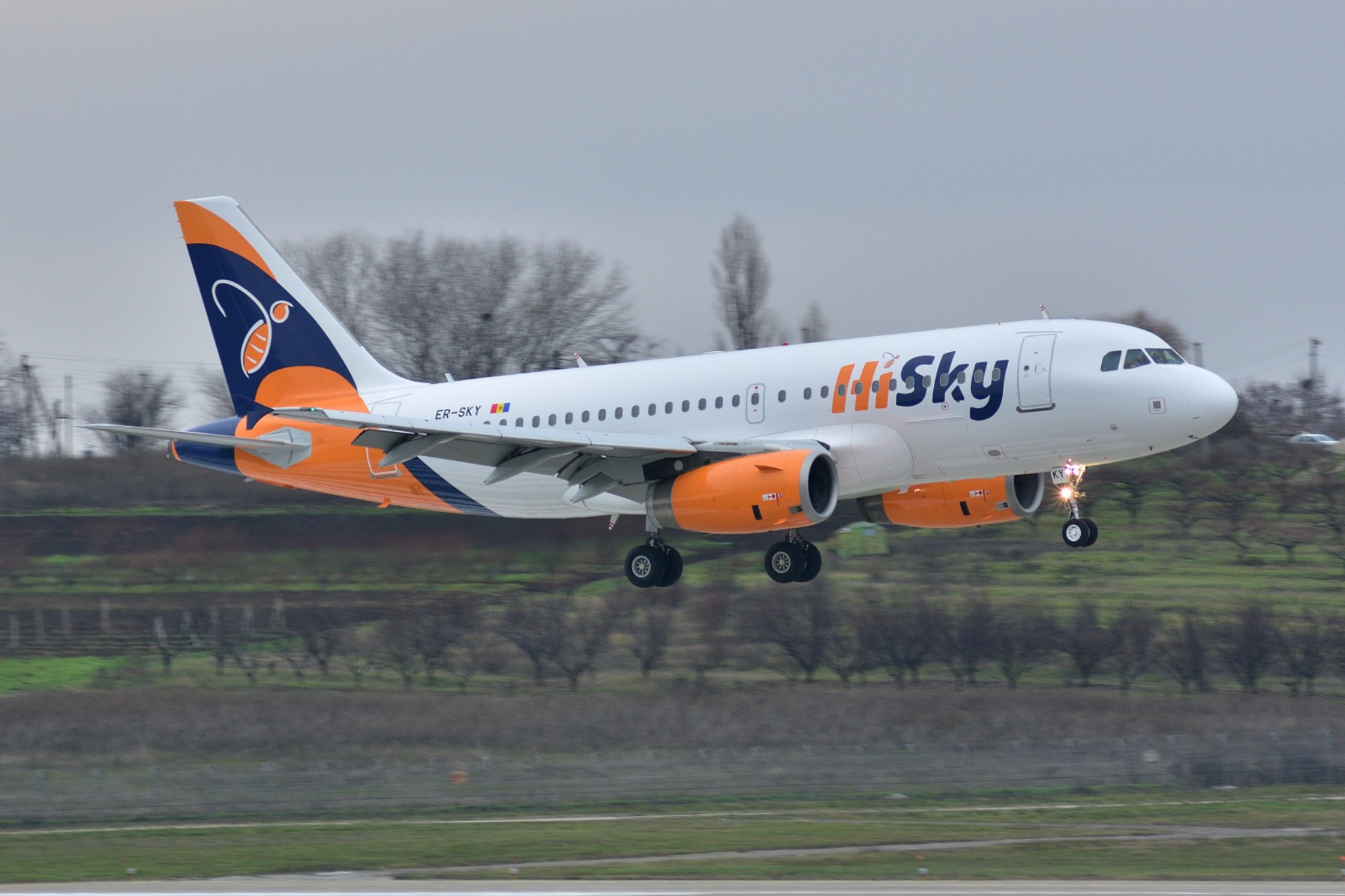 HiSky aircraft landing during the day