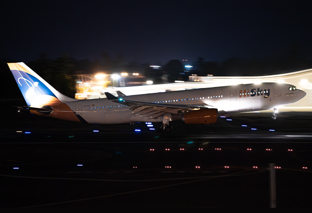 HiSky aircraft at night